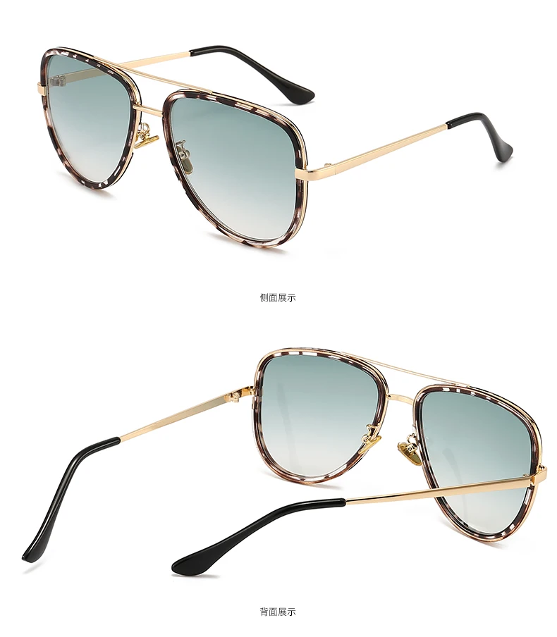 New Fashion Metal Pilot Sunglasses Woman 2022 Brand Designer Male Female Gradient Brown Leopard Sun Glasses Lady UV400 Shades purple sunglasses