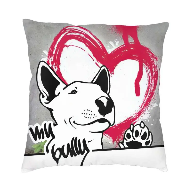 

Fashion Cute Bull Terrier Dog Throw Pillow Case Home Decor 3D Two Side Printing Puppy Street Art Cushion Cover for Car