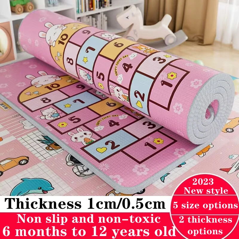 2023 New 200*180cm Play Mat for Children's Safety Mat Thicken 1/0.5cm Environmentally Friendly Baby Crawling Folding Carpet Rug