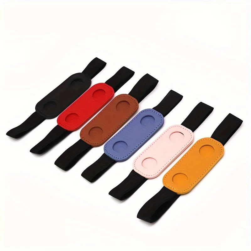 1pc PU Leather Pen Holder with Elastic Band Creative Notebook Pen Protector Sleeve Pen Clip for Office School Supplies