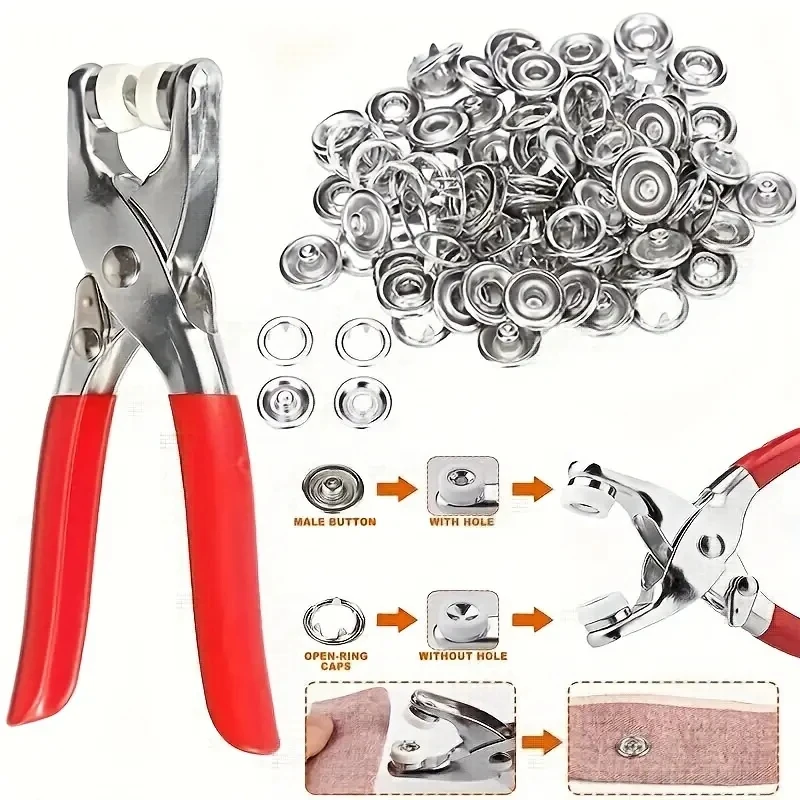 1 Set Snaps Button Plier Kit Tool With Fastener Pliers Press Tool DIY Sewing And Crafting Tools Children's Clothes Hat Sewing 3