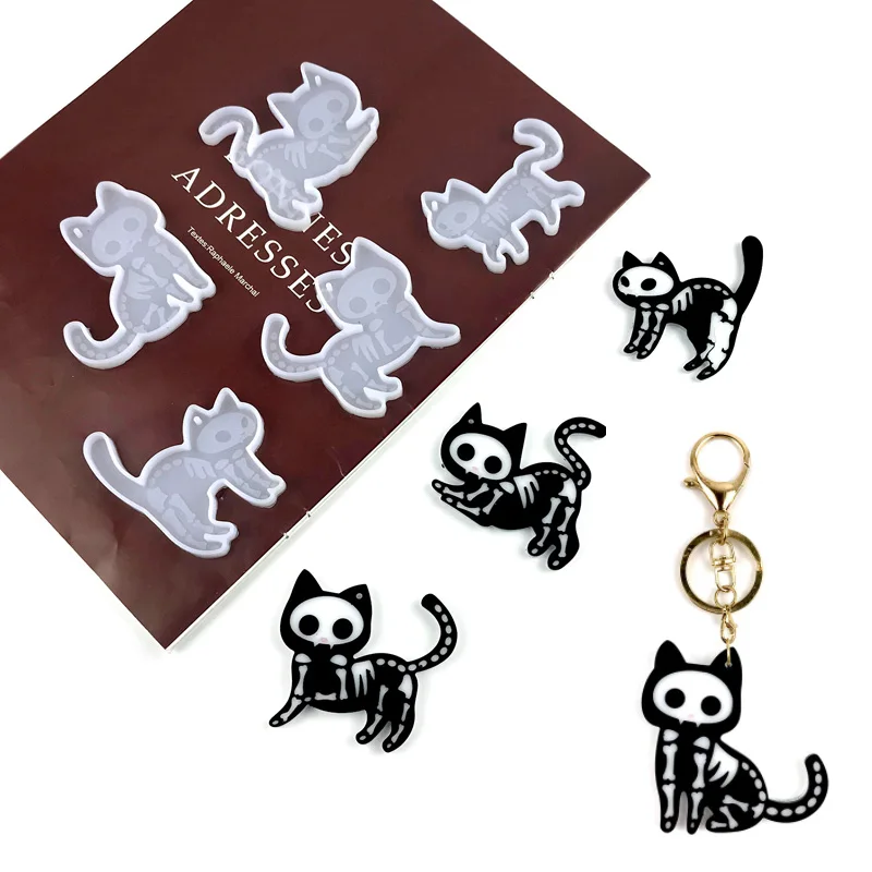 5pcs Set/ Cat Jewelry Pendant Silicone Mold DIY Animal Keychain Backpack Pendant Epoxy Resin Molds Handicraft Jewelry Tools 18 kinds animal modeling epoxy resin keychain silicone mold diy jewelry molds for resin casting handicraft accessories