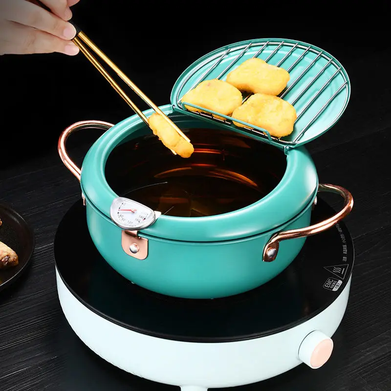 Cookware set stainless steel deep frying pot with thermometer