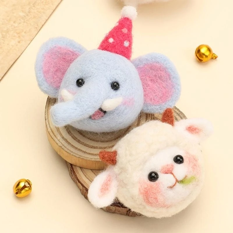 Lovely Animal Brooch Needle Felting Starter Kits Pins Needle Felting Kits Wool Tool for Woman Y5GB