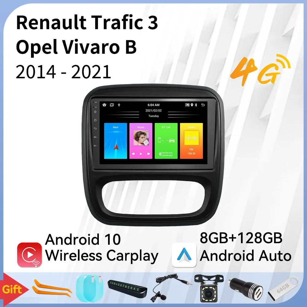 

Автомагнитола 2 Din, мультимедийная Автомобильная стерео-система на Android для Renault Trafic 3 2014-2021 Opel Vivaro B 2014-2018