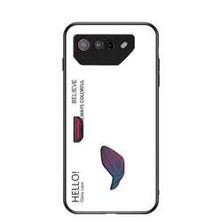 Gradient Tempered Glass Back Cover Hard Phone Case Protector for Asus ROG Phone 7 (White)