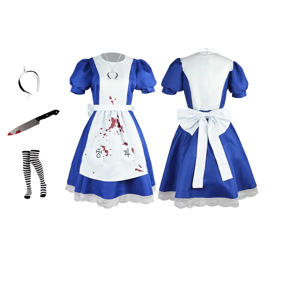 Donne Adulte Madness Cos Returns Fantasy Alice Cosplay Costume Fantasy Maid Dress Collana Abiti Halloween Carnival Party Suit