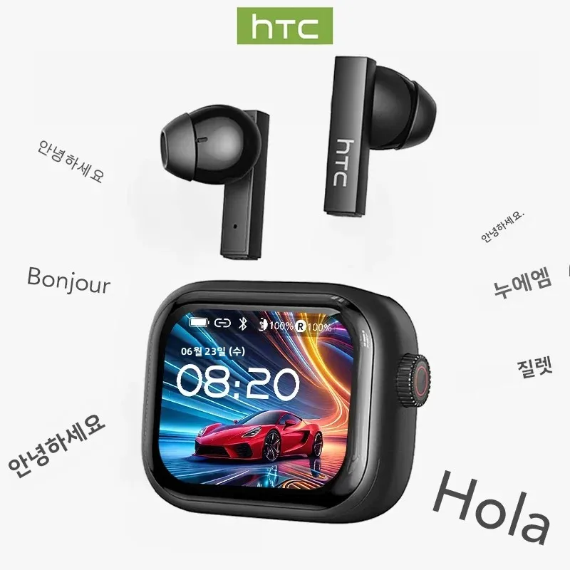 [울트라 HD 스크린] HTC NE40 이어폰 블루투스 V6 TWS 스포츠 무선 헤드폰 AI 번역기 이어버드 인이어 노이즈 감소 마이크