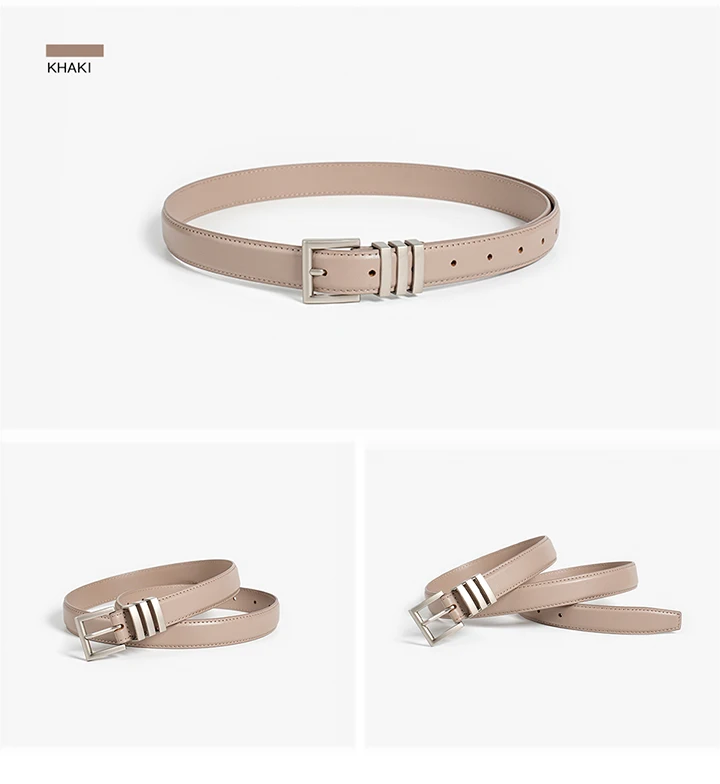 BEAUTODAY Belts Women Full Grain Leather Versatile Solid Color Metal Buckle 2024 Ladies Accessories Handmade 91055