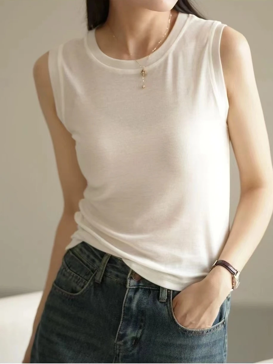 Modal Women's Slim Fit Tank Top round Ne Strap Vest Svel T-irt Underwear Base Layer Spring Summer New Arrival