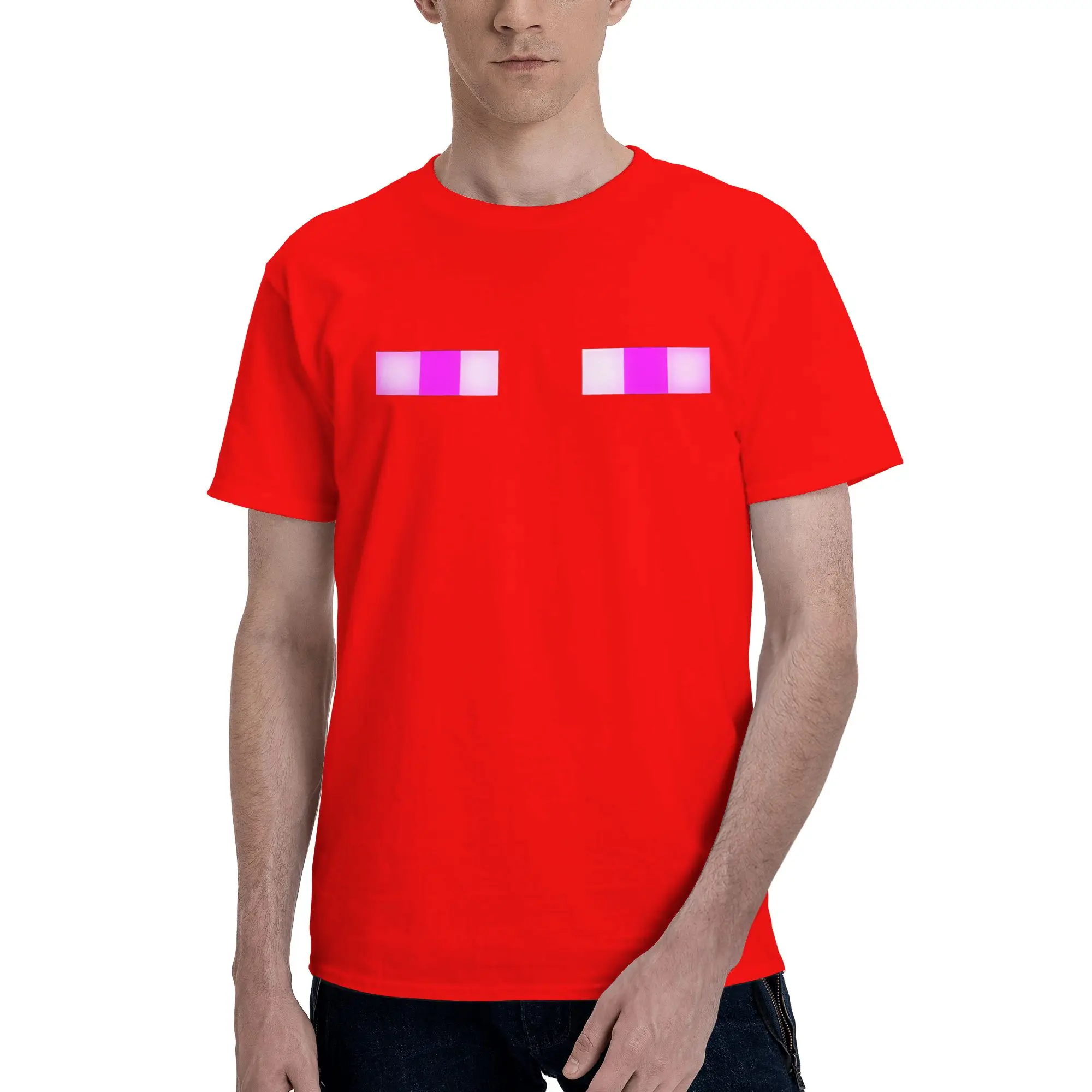Enderman Eyes 게임 그래픽 프린트 티셔츠 남성 여성 반팔 코튼 티셔츠 남성 티셔츠 2026 여름 신작 남성 의류