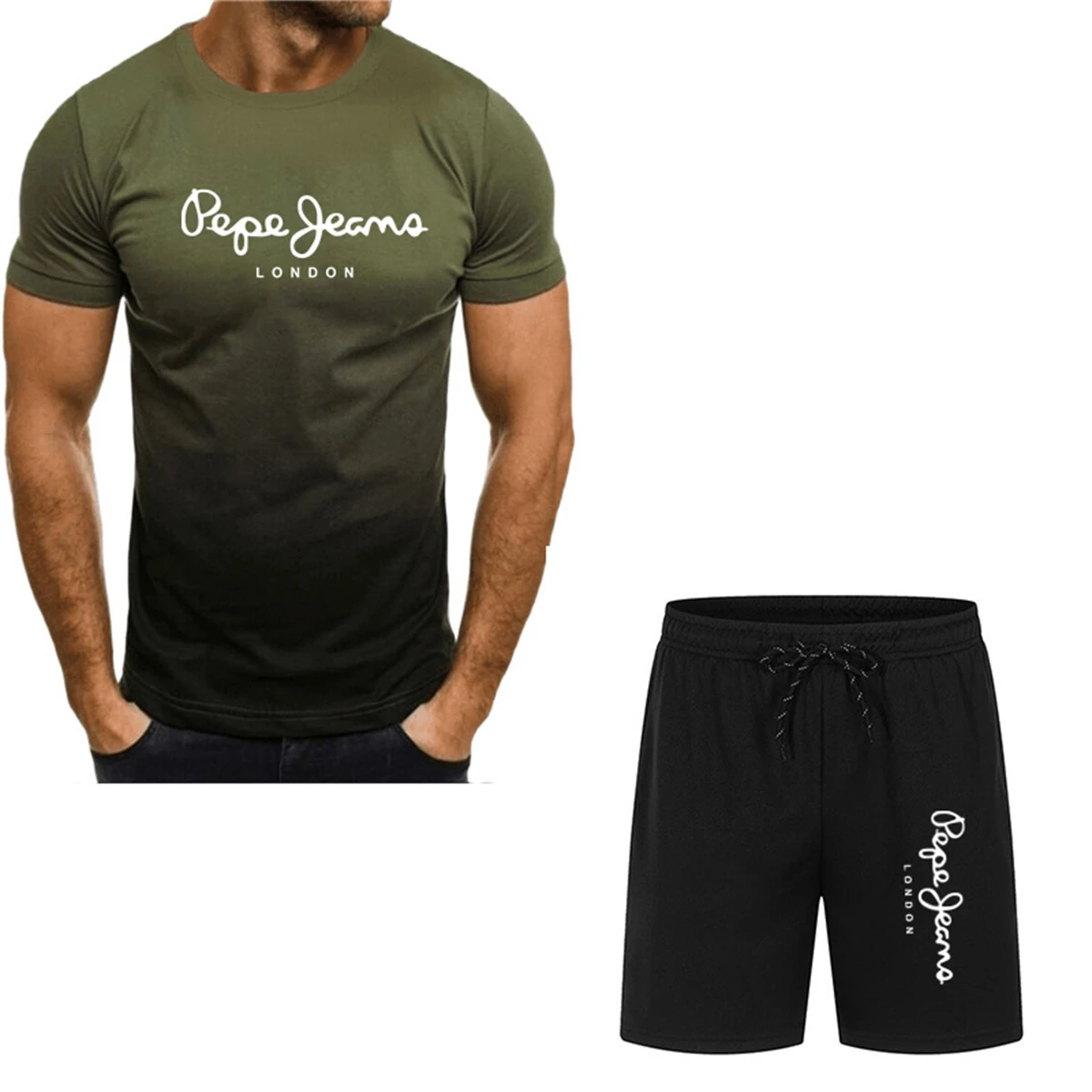2024 Summer men's suit casual short-sleeved + shorts quick-drying T-shirt fashionable men's sportswear