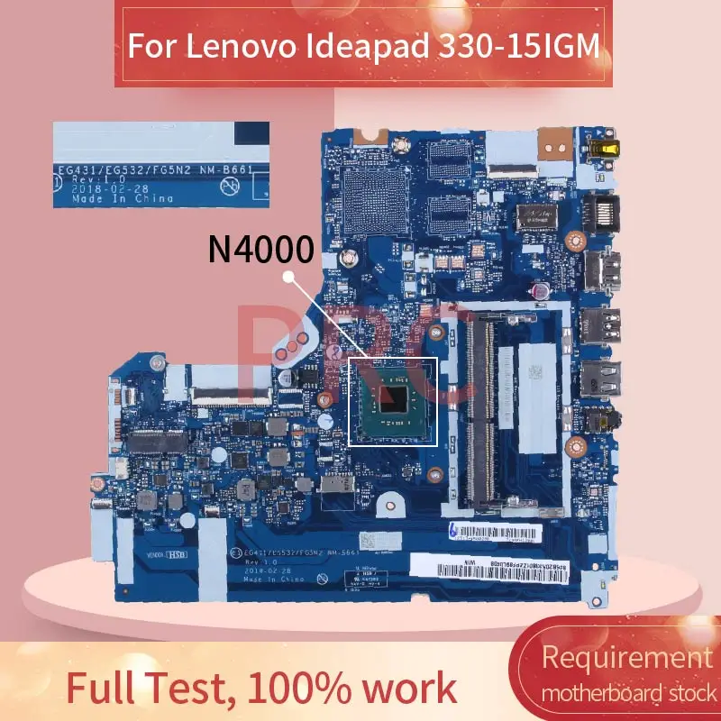 para Lenovo Ideapad 33015igm N4000 Computador Portátil Placa-mãe Nm-b661 Ddr4 Notebook Mainboard - Imagem 2
