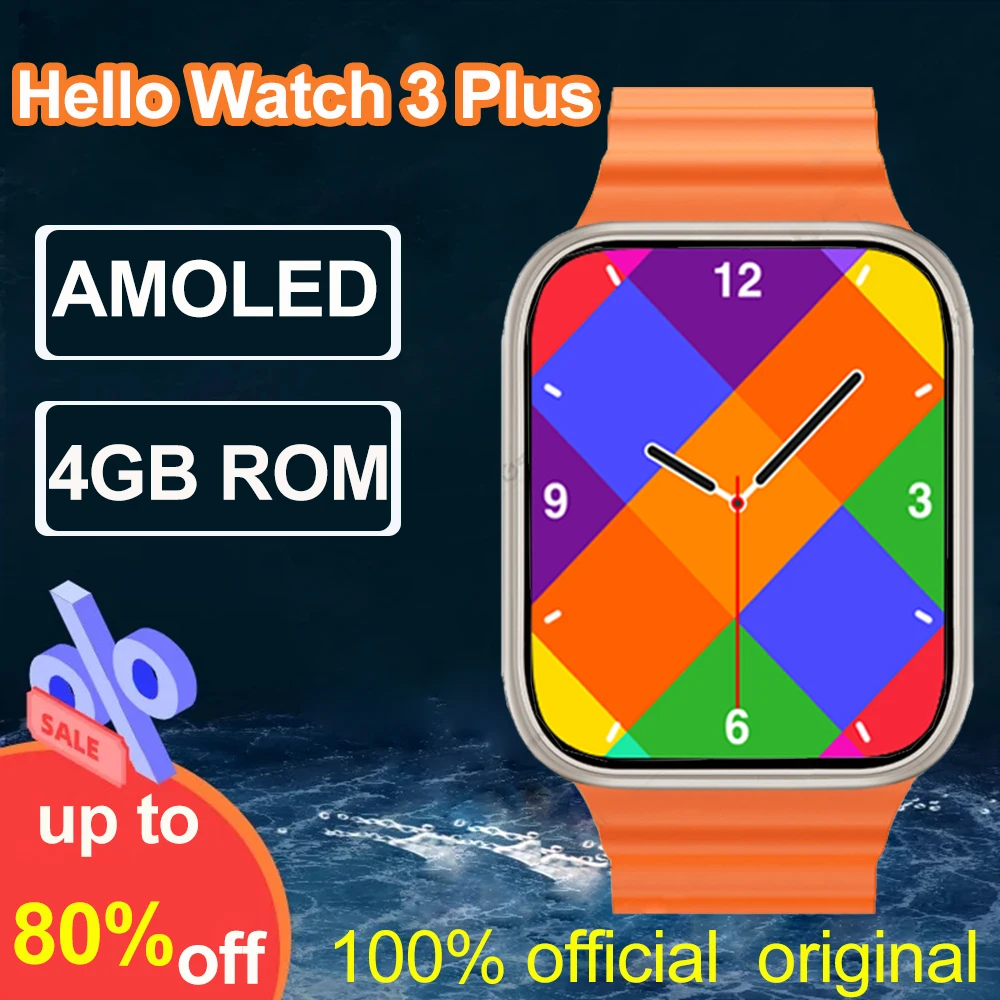 

Смарт-часы Hello Watch 3 Plus, оригинальные 2023 дюйма, AMOLED, 4 Гб ПЗУ, спортивные, мужские часы, PK HK9 Ultra 2