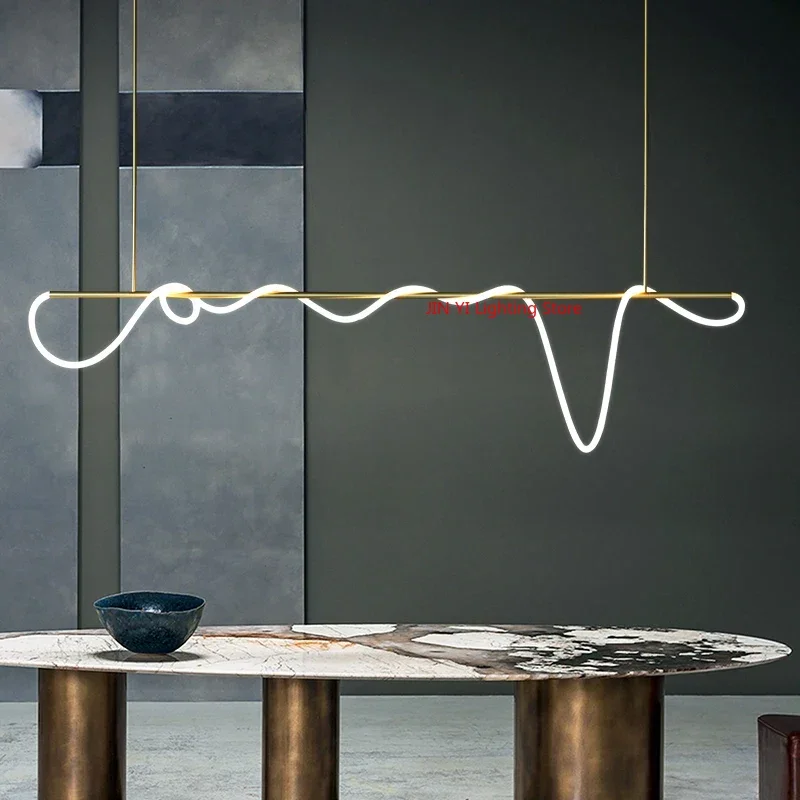 Nordic Led Long Hose Chandelier for Table Dining Room Kitchen Bar Minimalist Pendant Lamp Home Decor Lighting