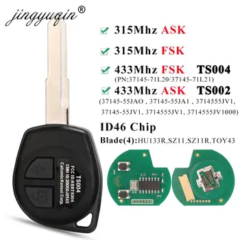 jingyuqin 433MHz /315Mhz ASK/FSK ID46 Chip Car Remote Key for Suzuki Swift SX4 ALTO Vitara Grand Vitara Ignis JIMNY Splash Fob 1