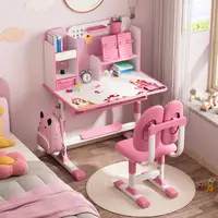 2Pcs/Set Height Adjustable Children School Study Table Chair Set with Sitting Corrector Kids Study Desk Chair Set Ergonomic 2