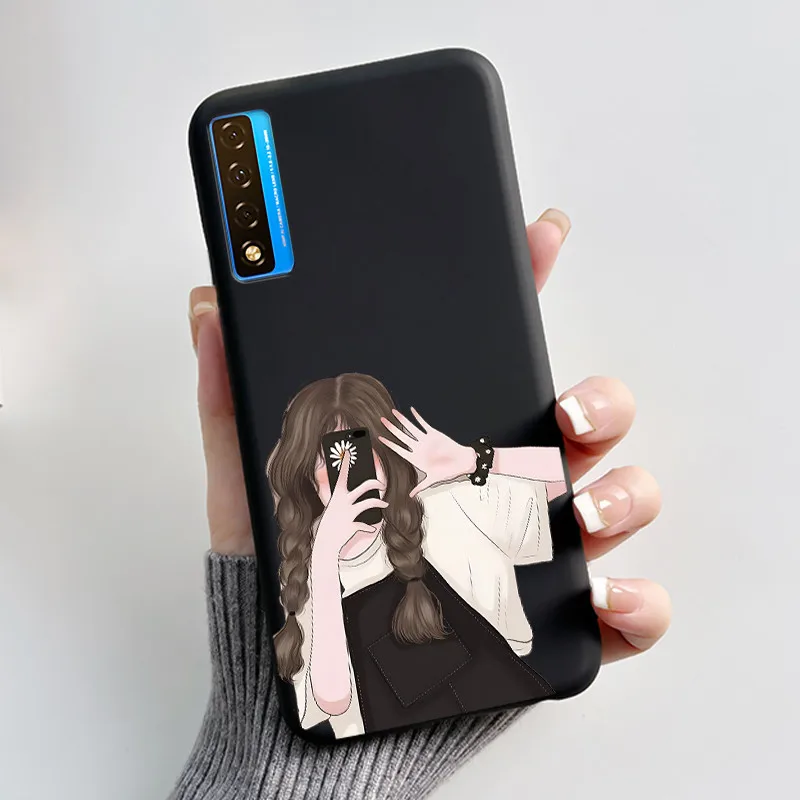 Floral Pattern Shockproof Case - Fashion Cartoon Design, Soft Black Cover