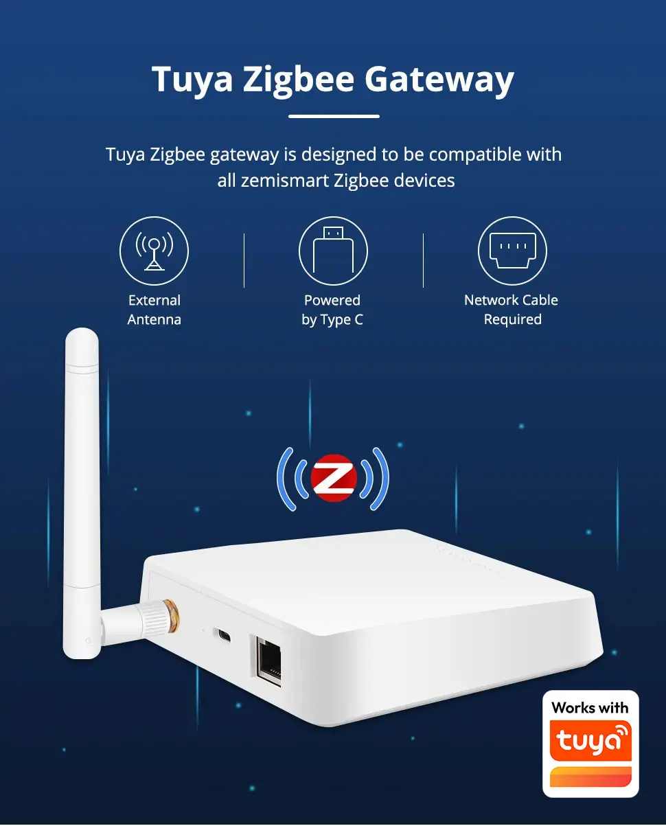 Zigbee Gateway Smart Wired Hub with Antenna Network Cable Port Smart Device Work