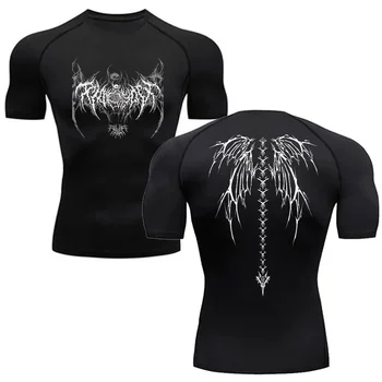 Y2K Compression Shirt Men Fitness Gym Skeleton Sport Running T-Shirt Rashgard Tops Tee Quick Dry Short Sleeve T-Shirt For Men 1