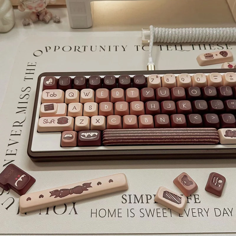 echome-cocoa-cheese-pie-theme-keycap-set-pbt-dye-subbed-cute-keyboard-cap-foa-cherry-profile-key-cap-per-tastiera-meccanica