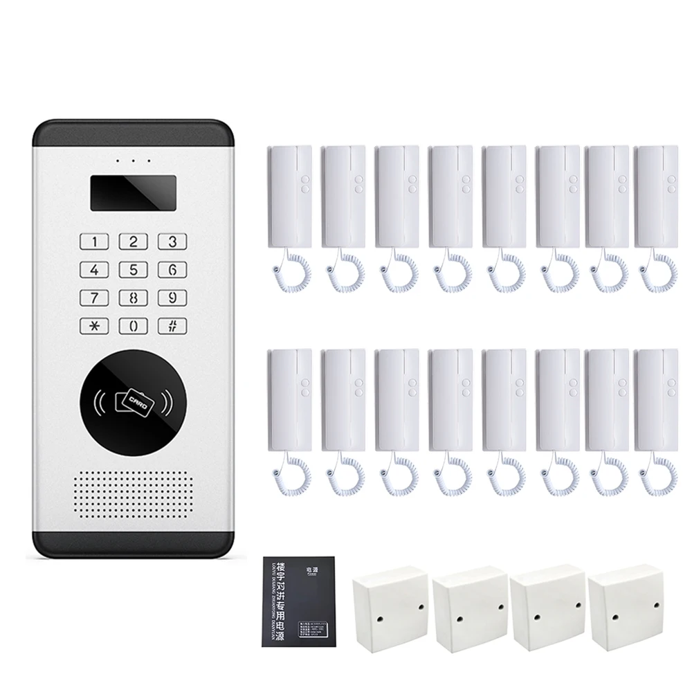 

Non-Visual 12/16/24 Apartment Intercom Doorbell 2-wired Audio Door Phone Supports ID Card Password Unlocking