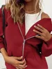 Fashion Gray Zip Up Sweatshirt Women Autumn Winter Jacket Clothes Hoodies Daily Pockets Long Sleeve Solid Versatile Lady Hoodies 4