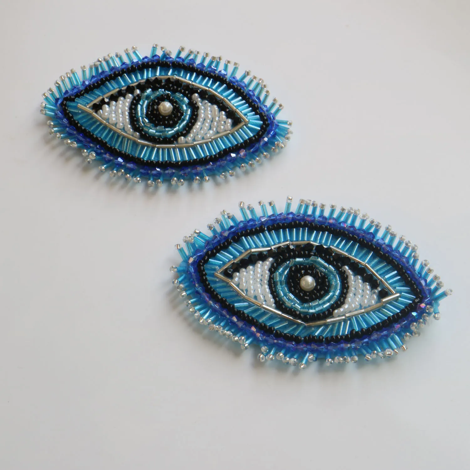 SUPERFINDINGS Evil Eye Applikation Mit Glasperlen – 62x95mm, Tiefblau, Filzbasis Zum Aufnähen Für Kleidung & Deko