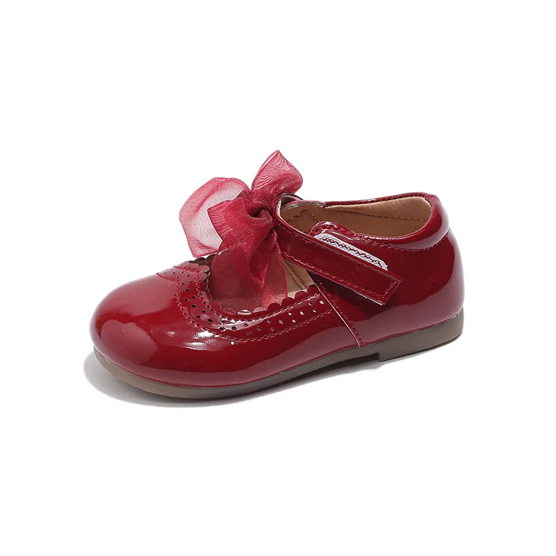 1-8Y Girls&rsquo; Flat Shoes Princess Mary Janes Child Patent Leather Infant Toddler Bowtie Shoes Kids Soft Sole Ballet Shoe