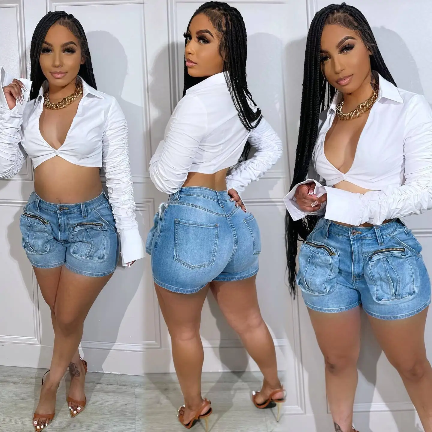 Nowsaa Denim Shorts Side View