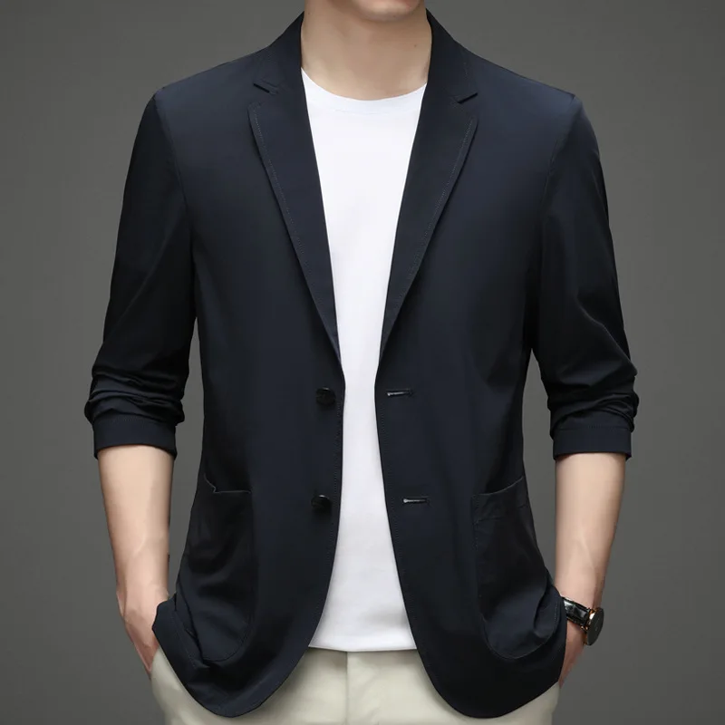 

5248-R-loose Korean version Man 2021 summer new ice fitting silk Customized suit breathable half sleeve