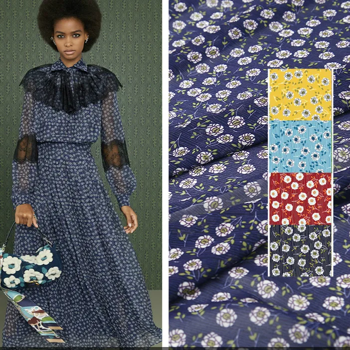 

Роскошные товары французского бренда, тканевая юбка из полиэстера с цифровым принтом в виде цветов, юбка-Жоржет