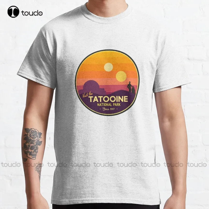 

Классическая футболка визит Tatooine, белые футболки на заказ, Подростковая футболка унисекс с цифровой печатью, искусственный хлопок, рождественский подарок