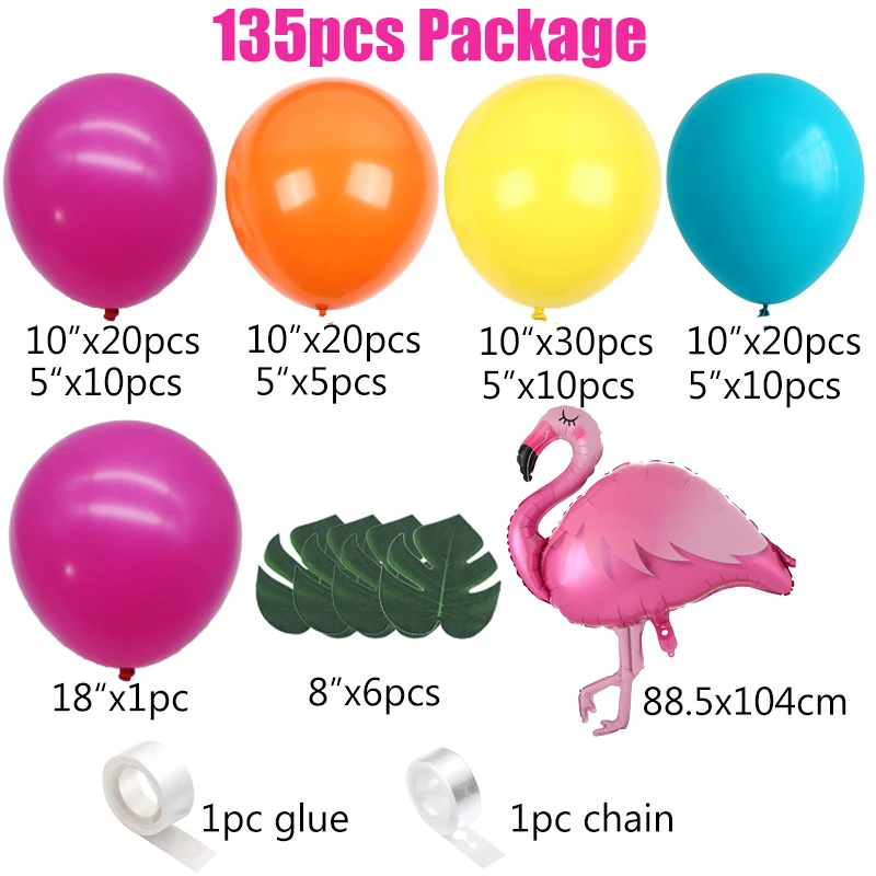 Hawaiian Summer Party Decoration  Flamingo Birthday Decorations - 128pcs  Party - Aliexpress