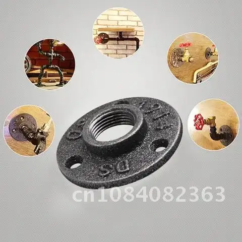 

1" Black Decorative Malleable Iron Floor/Wall Flange Malleable Cast Iron Pipe Fittings Garden Decoration Supplies 3/4" 1Pc 1/2