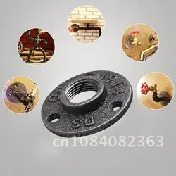 1" Black Decorative Malleable Iron Floor/Wall Flange Malleable Cast Iron Pipe Fittings Garden Decoration Supplies 3/4" 1Pc 1/2