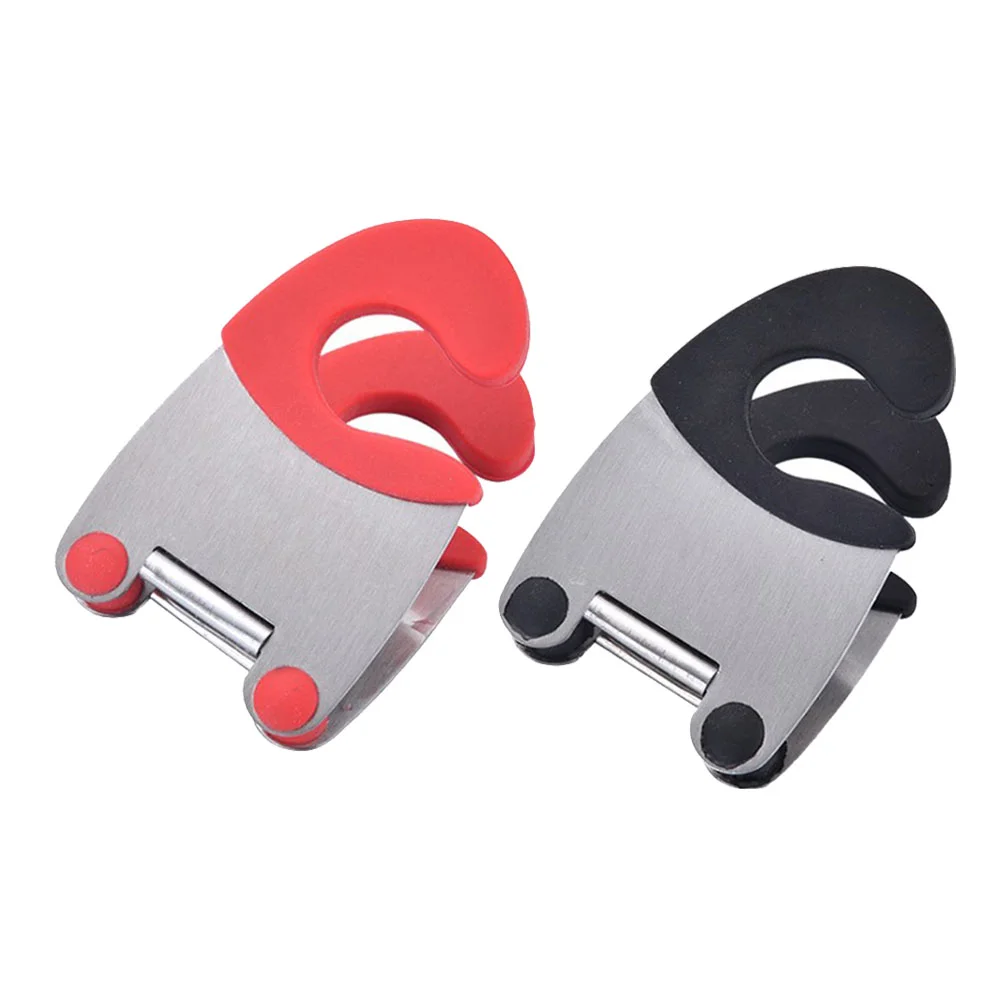 

2pcs Stainless Steel Spoons Holder Anti-scald Rubber Pot Clip Kitchen Gadget Spoons Rest (Red+Black)