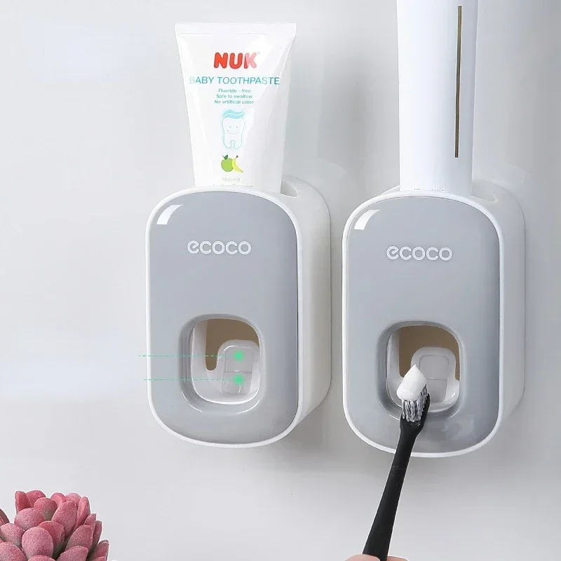 Automatic Toothpaste Dispenser Dust-proof Toothbrush Holder Wall Mount Stand Bathroom Accessories Set Toothpaste Squeezer 3