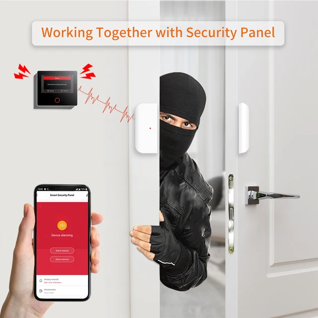 TAIBOAN Wireless Magnetic Door & Window Sensor EV1527 Coding Mode 433MHz for Home Security Alarm System Home Burglar Alarm Kits 3