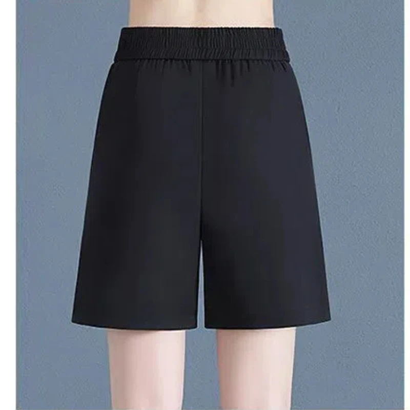 New Women's 2024 Summer Spliced High-waisted Button Zipper Pocket Letter Fashion Solid Color Comfortable All-match Casual Shorts