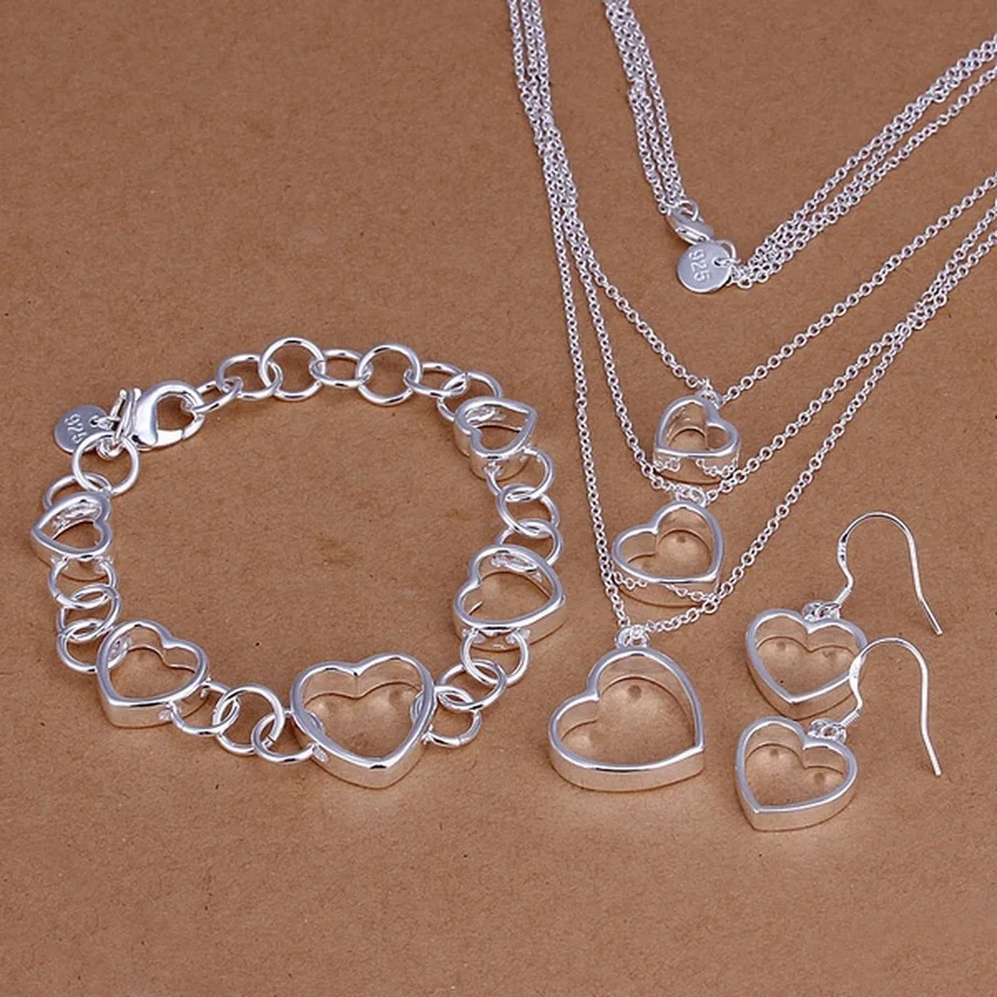 

925 Sterling Silver Some Model Valentine's Day Gift Necklace Bracelet Earrings Fashion Jewelry Sets for For Women Bridal Wedding
