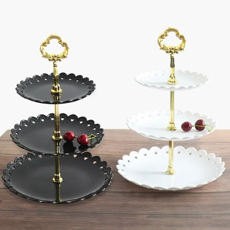 1PC European Dessert Table Fruit Tray Three Layer Cake Stand Rack For Wedding Party