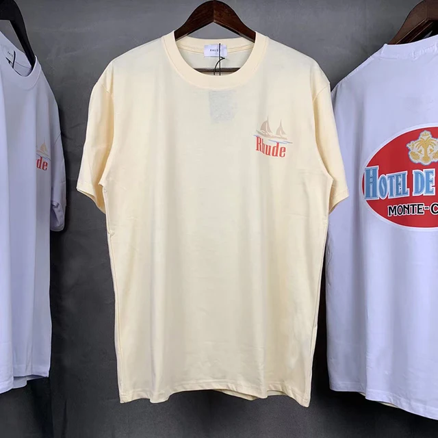 2022 Rhude T Shirt Casual Men Women High Quality Ferry Print Summer Tops Tee Hip Hop 5022xing