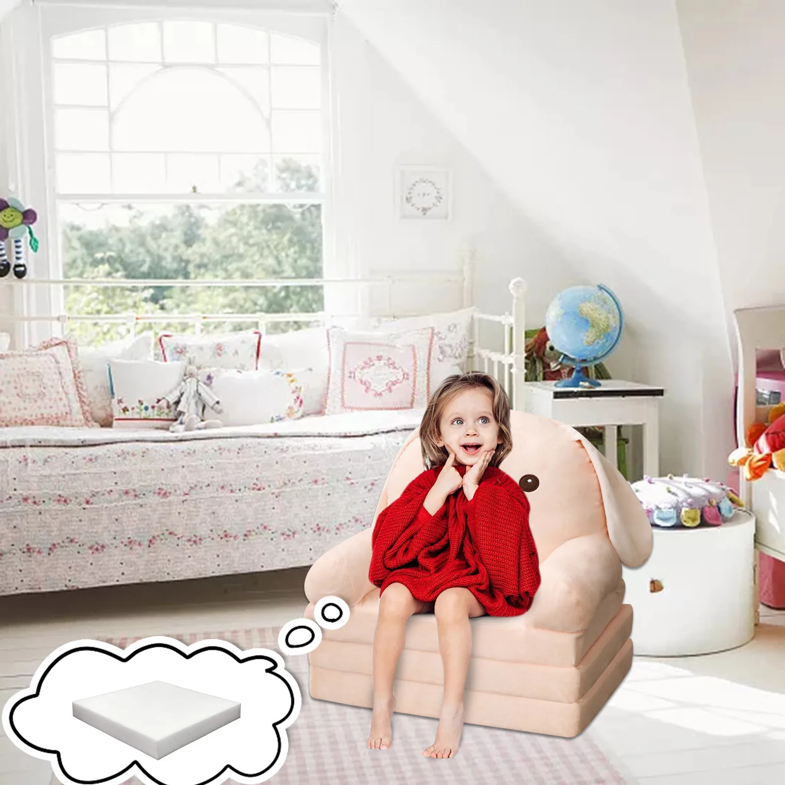 Children's Sofa Sponge Filling Plush Foldable Kids Sofa Backrest Armchair Sponge Filling Pad Pad Bed Liner Filler Cushions children sofa