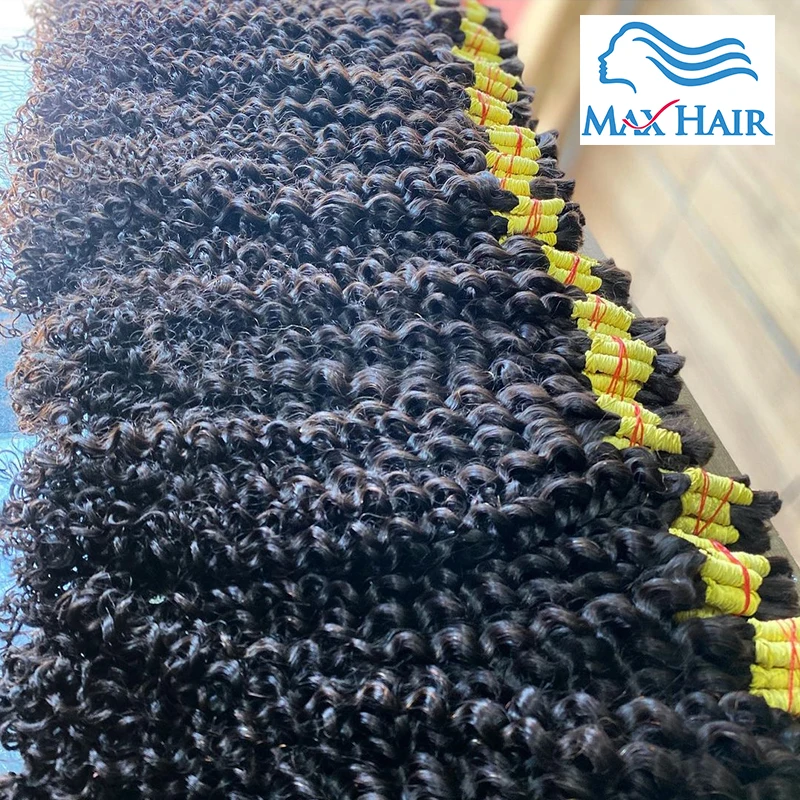 Extensions de cheveux bouclés crépus noirs naturels pour femmes, pas de trame, faisceaux de cheveux humains en vrac pour tressage, 1B #, 100G