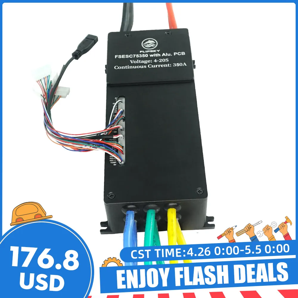 

Flipsky FSESC 75350 84 в мощный ток 350A ESC основа на Vesc с алюминиевым зеркальным корпусом для водяного охлаждения для робота-файтинга с электрофольгой