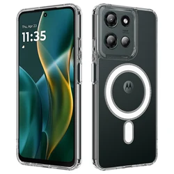 Custodia per telefono wireless con ricarica magnetica e retro trasparente resistente agli urti