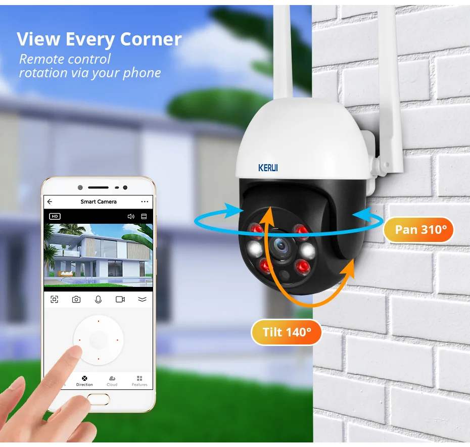 KERUI Tuya 5MP Outdoor IP WIFI Camera Security IPTZ ntelligent Auto- Tracking Tuya Cloud Storage CCTV Surveillance Camera 3