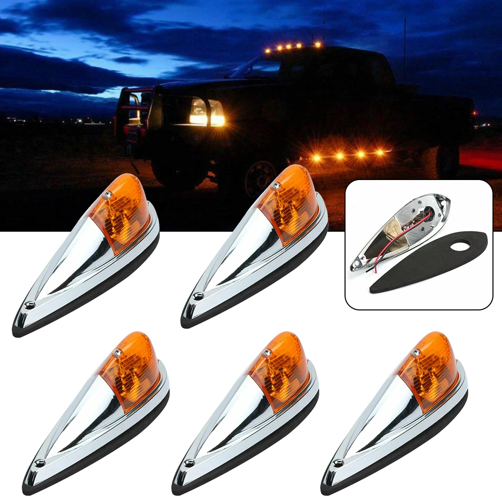 

5X DC 12V Truck Semi-Trailer Amber Cab Marker Roof Top Clearance Light For Dodge Accessories For Vehicles