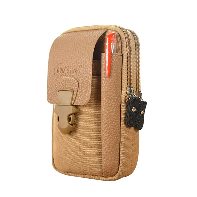 

Men's Outdoor Sports Bag Casual Men's Zipper Small Waist Bag Pure Color Card Bag Mobile Phone Bag Belt Waist Bag Coin Purse